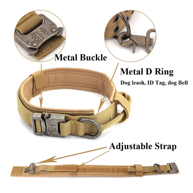 Heavy-Duty Tactical Dog Collar & Leash Set | Military-Grade Nylon & Metal Buckle