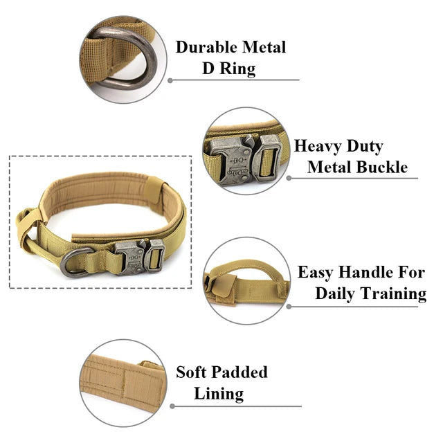 Heavy-Duty Tactical Dog Collar & Leash Set | Military-Grade Nylon & Metal Buckle