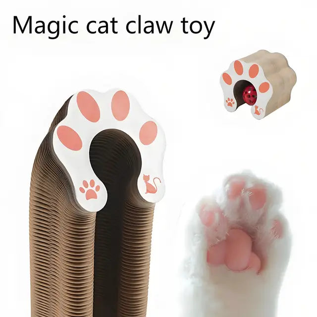 Viral Cat Scratcher Lounge: 2-in-1 Foldable Cardboard Cat Cave & Toy