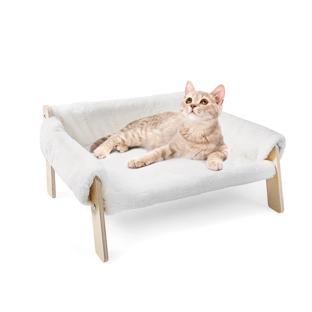 Elevated Cat Sofa for Joint Relief | Modern Plush Kitten Couch with Washable Cushion