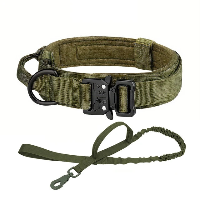 Heavy-Duty Tactical Dog Collar & Leash Set | Military-Grade Nylon & Metal Buckle