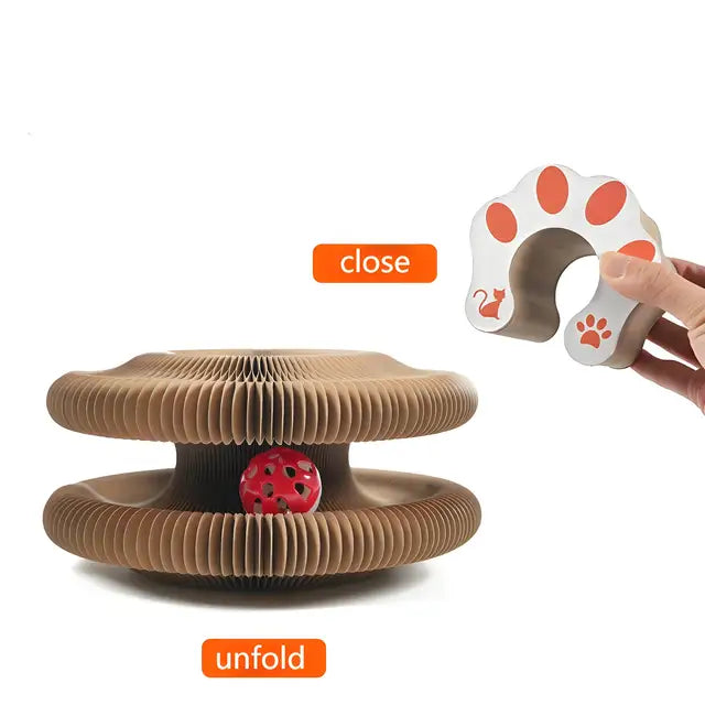 Viral Cat Scratcher Lounge: 2-in-1 Foldable Cardboard Cat Cave & Toy