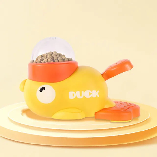 Duck Button Treat Dispenser Toy | Interactive Dog Puzzle for IQ Training