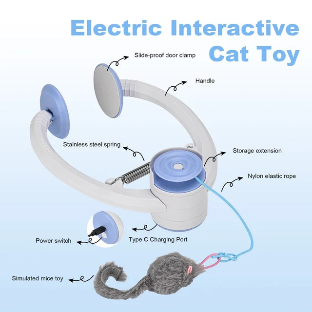 Electric Door Cat Toy with Auto-Cycle | USB Rechargeable Interactive Kitten & Adult Play