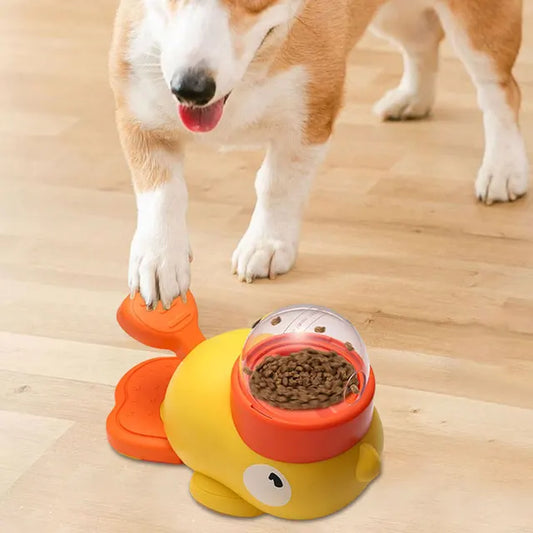 Duck Button Treat Dispenser Toy | Interactive Dog Puzzle for IQ Training