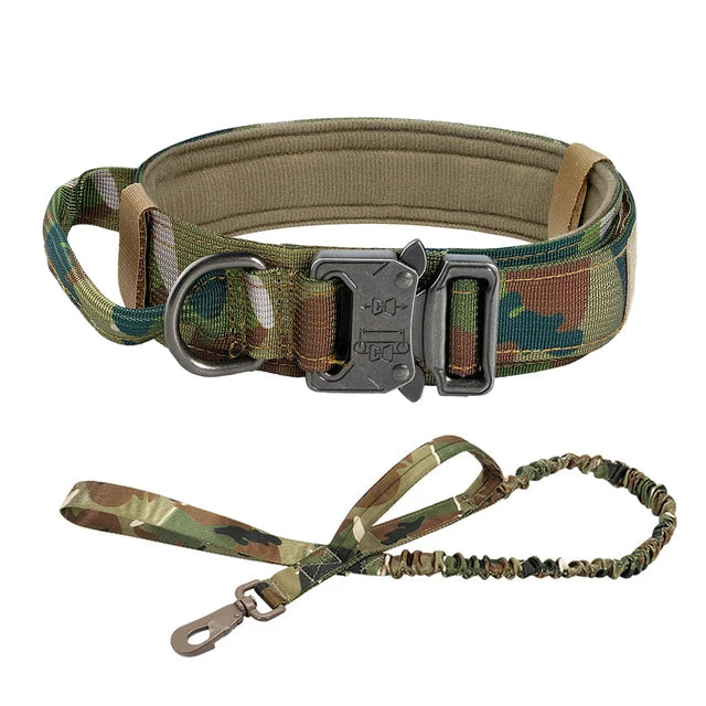 Heavy-Duty Tactical Dog Collar & Leash Set | Military-Grade Nylon & Metal Buckle