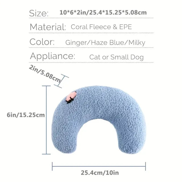 Calming Half-Donut Pet Pillow for Anxiety Relief | Plush Neck Support for Cats & Small Dogs