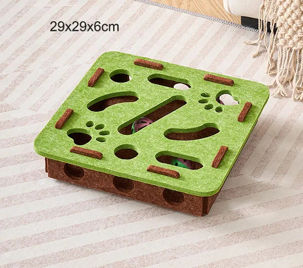 Cat Puzzle Feeder Maze Box | Felt Slow Feeder for Mental Stimulation & Play