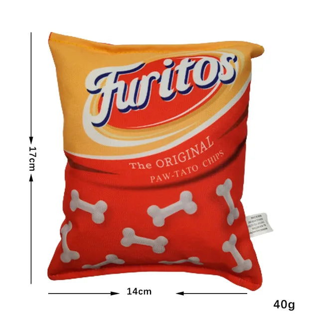 Plush Potato Chip Bag Dog Toy | Interactive Squeaky & Crinkle Toy