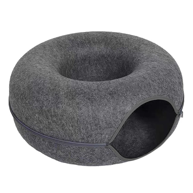 Viral Felt Cat Donut Bed & Play Tunnel | Interactive Peekaboo Cat Cave