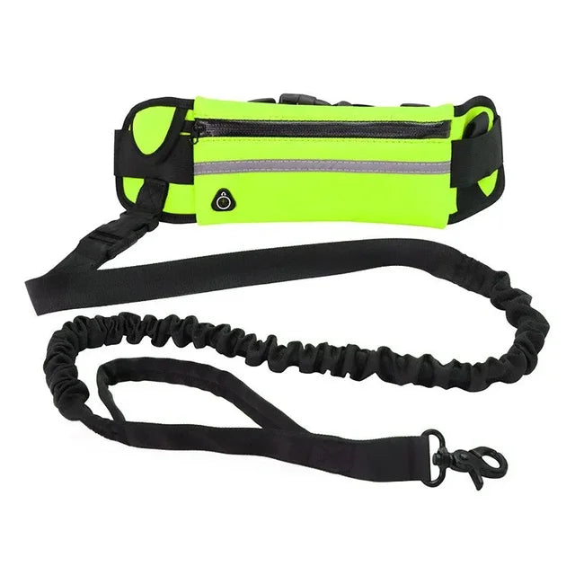 Hands-Free Dog Running Leash | Reflective Bungee Belt with Integrated Pouch