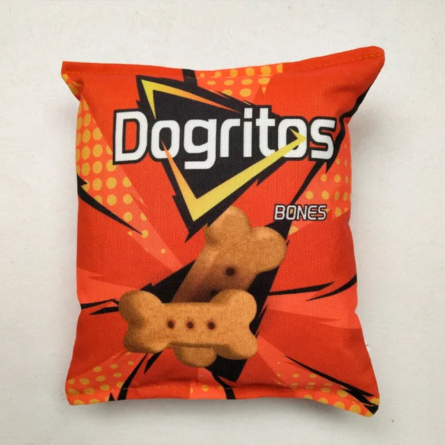 Plush Potato Chip Bag Dog Toy | Interactive Squeaky & Crinkle Toy
