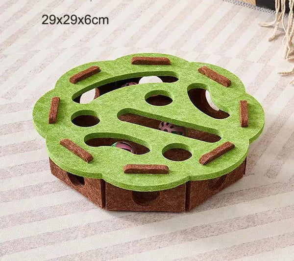 Cat Puzzle Feeder Maze Box | Felt Slow Feeder for Mental Stimulation & Play