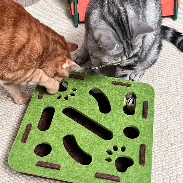 Cat Puzzle Feeder Maze Box | Felt Slow Feeder for Mental Stimulation & Play