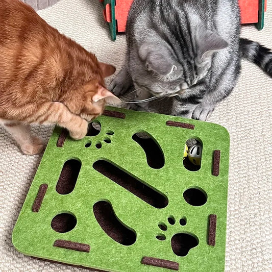 Cat Puzzle Feeder Maze Box | Felt Slow Feeder for Mental Stimulation & Play