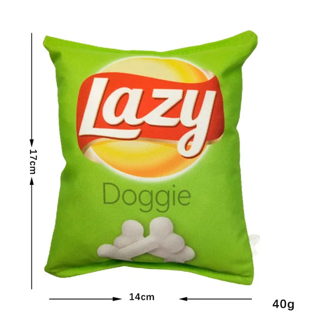 Plush Potato Chip Bag Dog Toy | Interactive Squeaky & Crinkle Toy