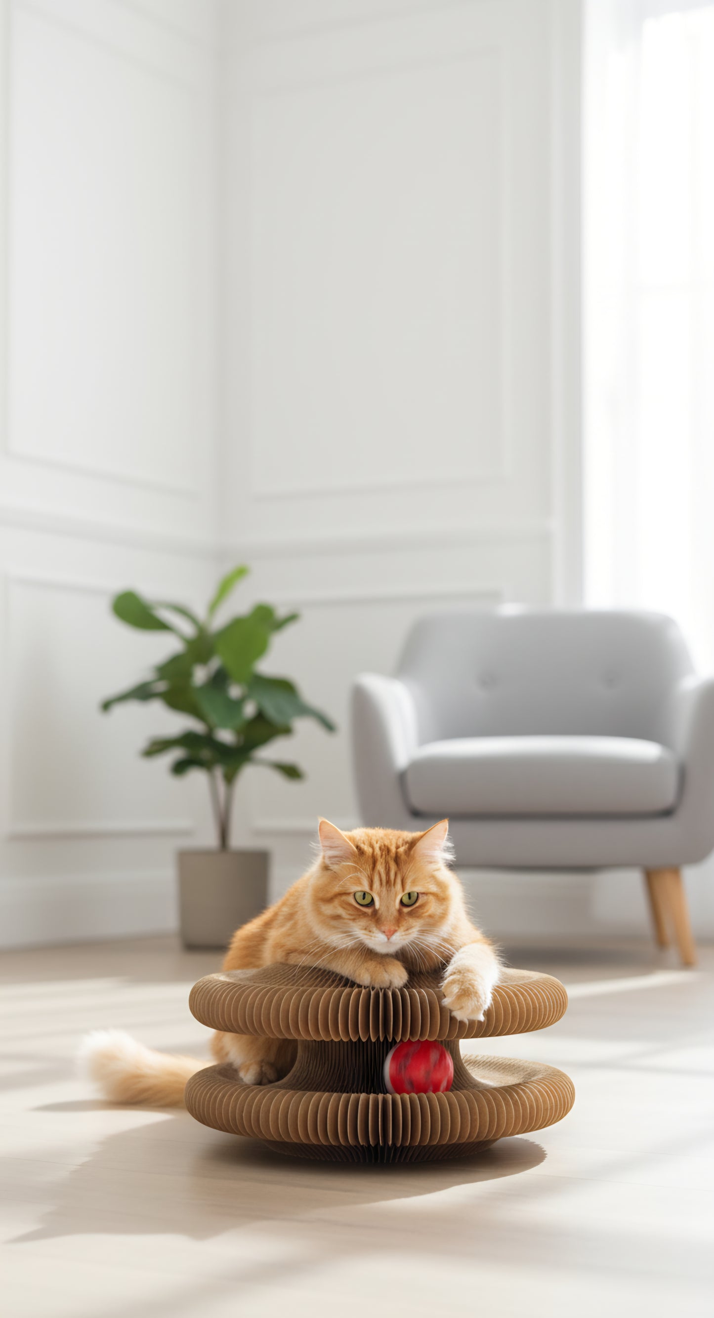 Viral Cat Scratcher Lounge: 2-in-1 Foldable Cardboard Cat Cave & Toy