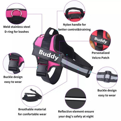 Personalized No-Pull Dog Harness | Reflective, Adjustable Vest with Name Patch