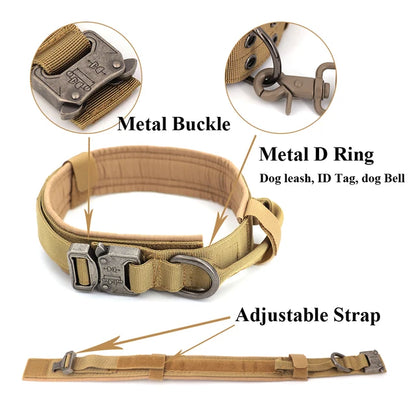 Heavy-Duty Tactical Dog Collar & Leash Set | Military-Grade Nylon & Metal Buckle