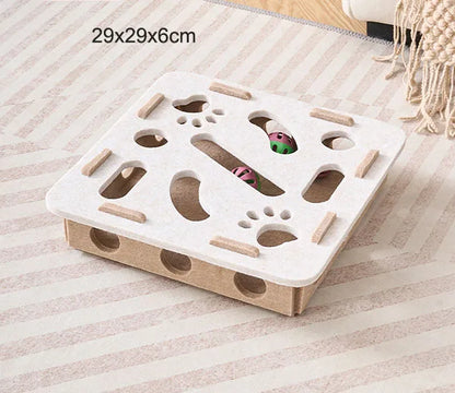 Cat Puzzle Feeder Maze Box | Felt Slow Feeder for Mental Stimulation & Play