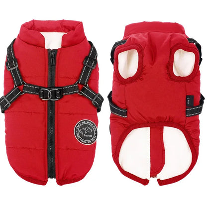 Warm Fleece-Lined Waterproof Dog Jacket for Winter | Built-in Harness & Reflective Trim
