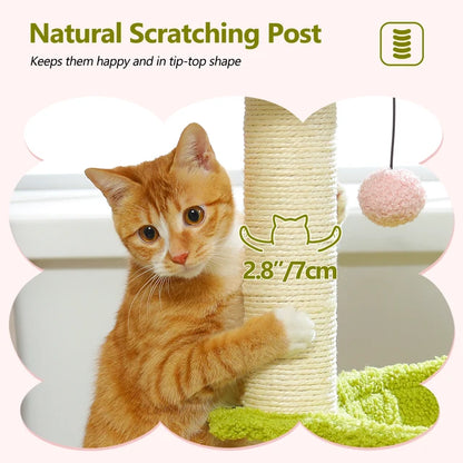 Cute Flower Cat Tree: Multi-Level Tower with Hammock & Sisal Scratching Post