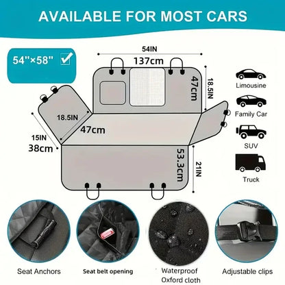 Waterproof Dog Car Seat Cover Hammock | Heavy-Duty, Scratch-Proof Backseat Protector