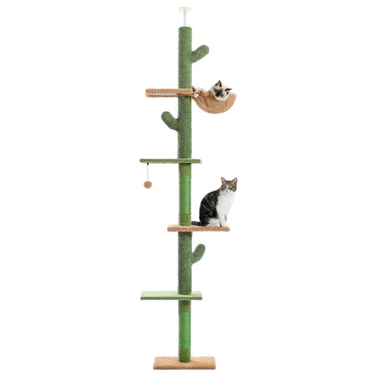 Floor-to-Ceiling Cat Tower: Adjustable 5-Tier Cactus Sisal Scratching Post