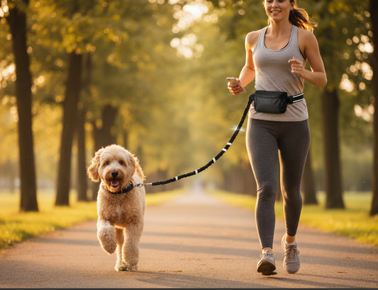 Hands-Free Dog Running Leash | Reflective Bungee Belt with Integrated Pouch